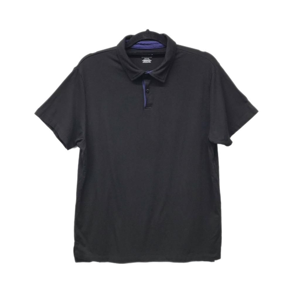 William Rast Polo Shirt Mens L Black Pima Cotton Stretch Modal Blend Athleisure